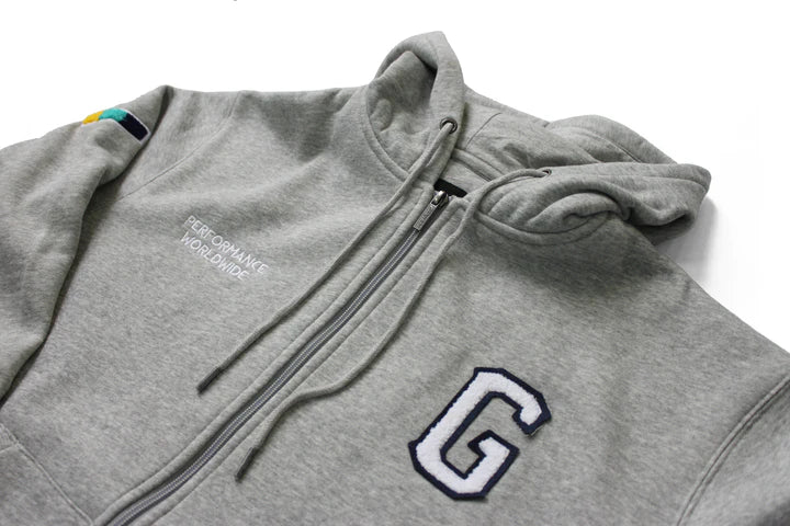 GReddy Varsity Zip-Up Hooded Fleece - Heather Grey Large