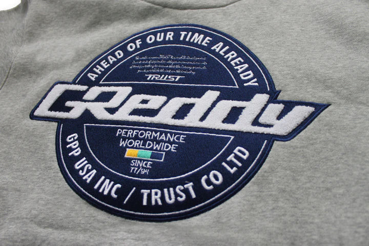 GReddy Varsity Zip-Up Hooded Fleece - Heather Grey Large