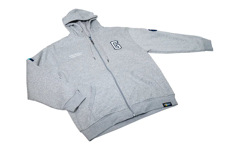 GReddy Varsity Zip-Up Hooded Fleece - Heather Grey Large
