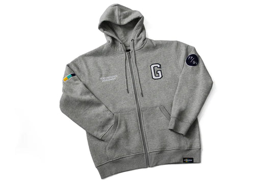 GReddy Varsity Zip-Up Hooded Fleece - Heather Grey Large