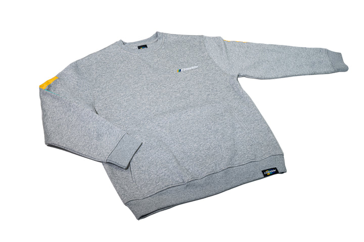 GReddy Embroidered Fleece, with Pockets and Sleeve stripes - Heather Grey Large