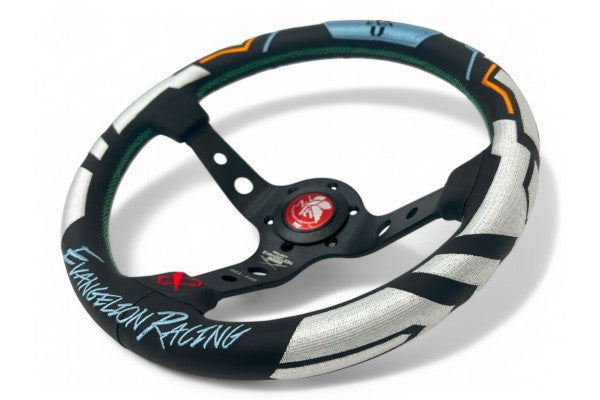 Vertex x Evangelion Racing Steering Wheel; Version 4 (Rei Ayanami Model); 330mm x 90mm Deep; Leather; Limited Edition with Serial Number #17